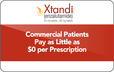 The XTANDI Patient Savings Program - Commercial Patients Pay as Little as $0 per Perscription. Xtandi (enzalutamide) Risk info.